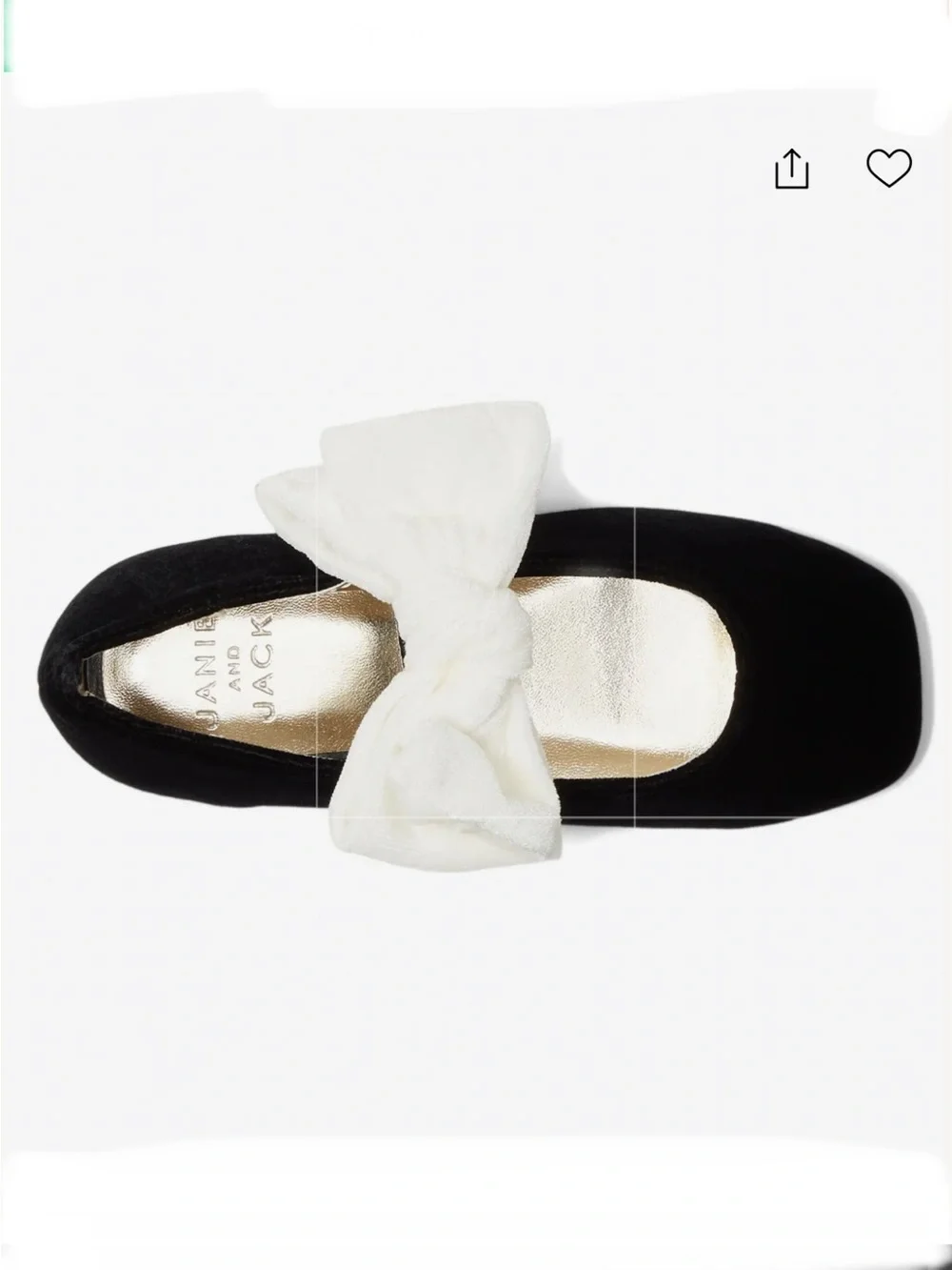 Janie and Jack Black Velvet Ballet Flats with White Bow